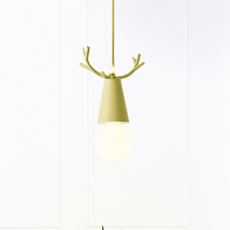 Nordic Style Pendant Light With Adjustable Ball Ceiling Fixture And Antler Decoration For Bedroom Or