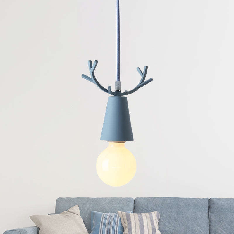 Nordic Style Pendant Light With Adjustable Ball Ceiling Fixture And Antler Decoration For Bedroom Or