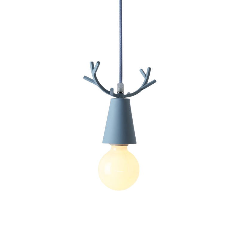 Nordic Style Pendant Light With Adjustable Ball Ceiling Fixture And Antler Decoration For Bedroom Or