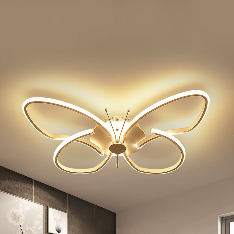 White Acrylic Butterfly Ceiling Light for Nursing Room - Contemporary Flush Mount