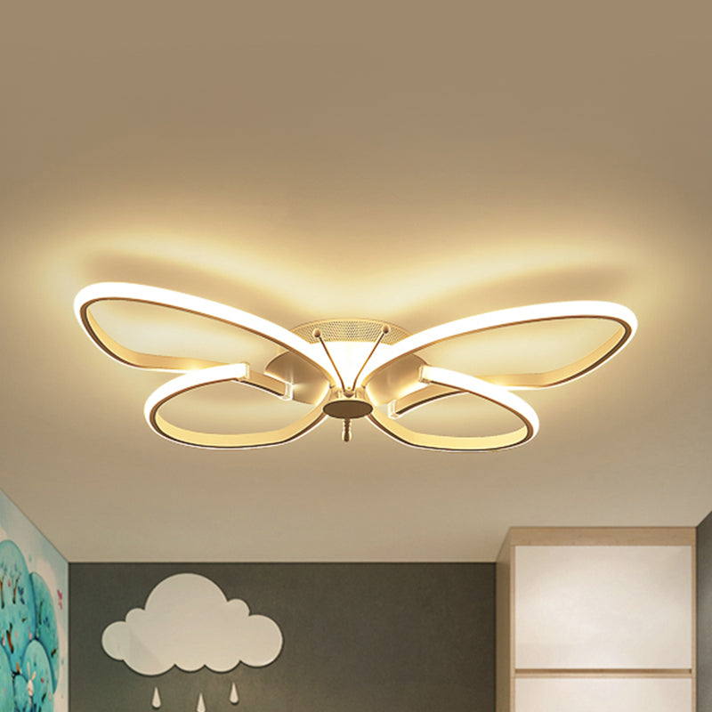 White Acrylic Butterfly Ceiling Light for Nursing Room - Contemporary Flush Mount