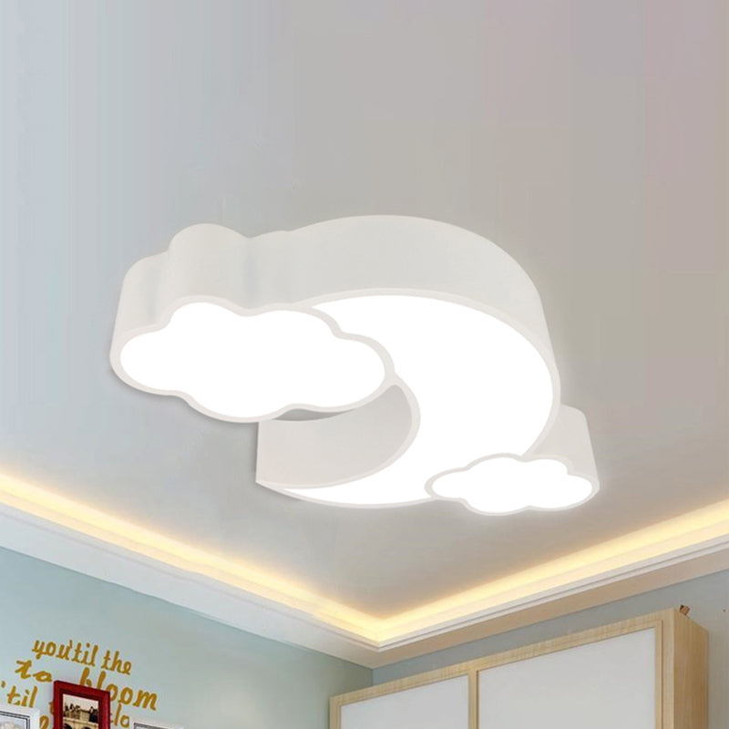 Red Acrylic Cloud Moon Flush Mount Ceiling Lamp For Study Room - Contemporary Lighting White / 22