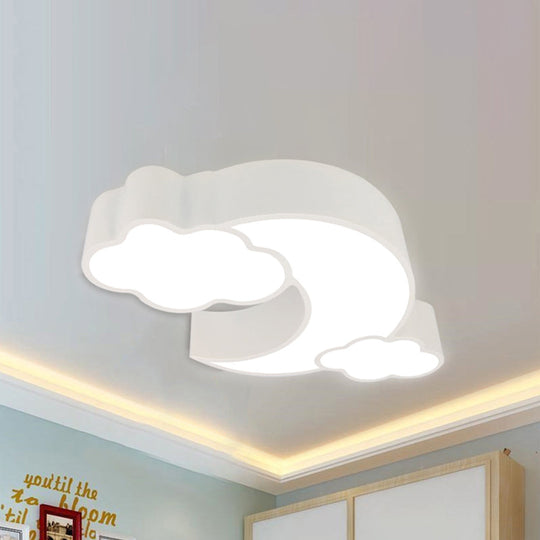 Red Acrylic Cloud Moon Flush Mount Ceiling Lamp For Study Room - Contemporary Lighting White / 22