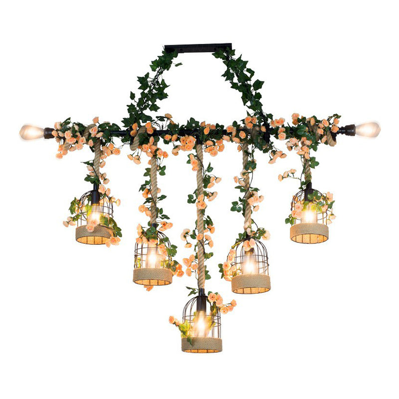 Rustic Iron Birdcage Island Light For Dining Room Ceilings - Suspended Lighting Fixture 7 / Green