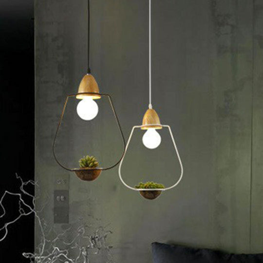 Metal Pendant Hanging Light with Industrial Style for Dining Room - 1 Head Plant Pot Design