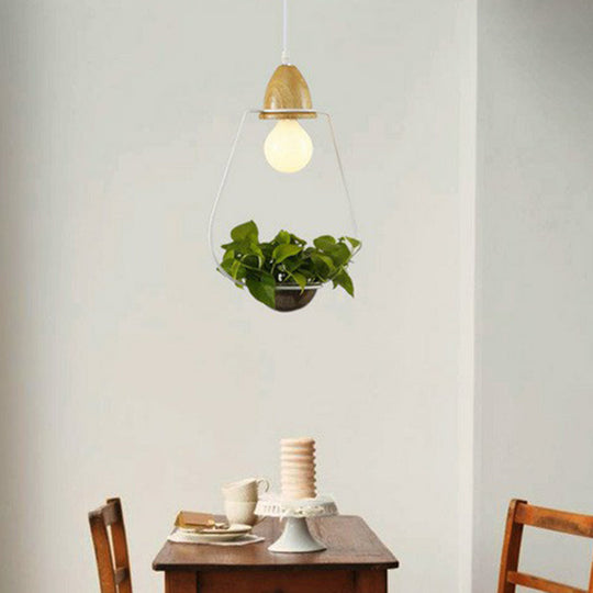 Metal Pendant Hanging Light with Industrial Style for Dining Room - 1 Head Plant Pot Design