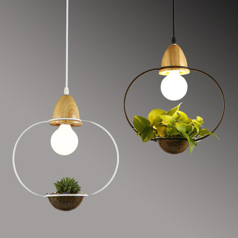 Metal Pendant Hanging Light with Industrial Style for Dining Room - 1 Head Plant Pot Design