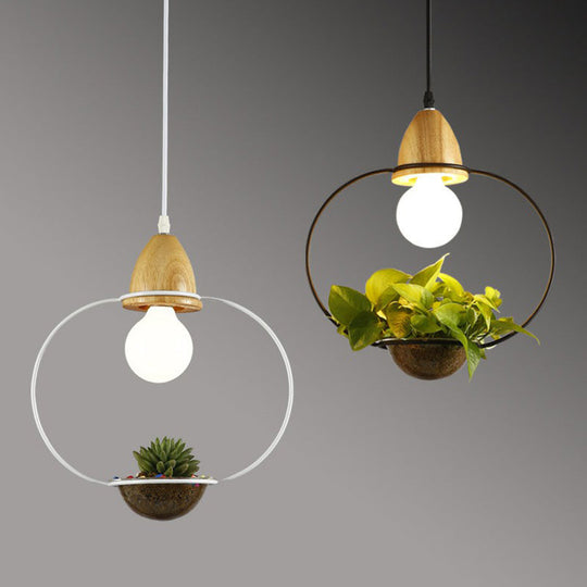 Metal Pendant Hanging Light with Industrial Style for Dining Room - 1 Head Plant Pot Design