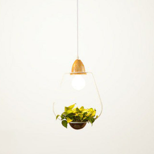 Metal Pendant Hanging Light with Industrial Style for Dining Room - 1 Head Plant Pot Design