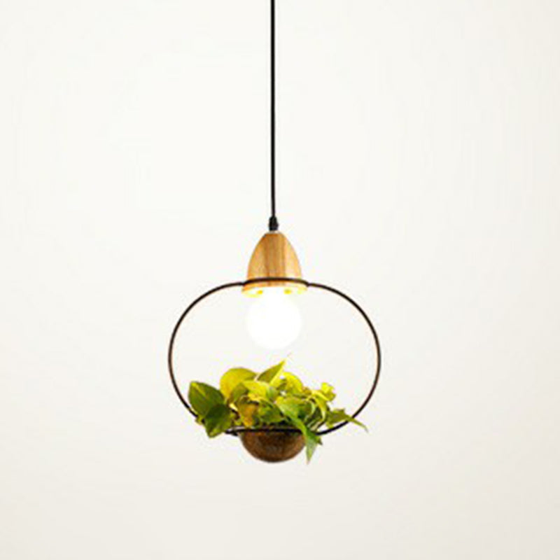 Metal Pendant Hanging Light with Industrial Style for Dining Room - 1 Head Plant Pot Design