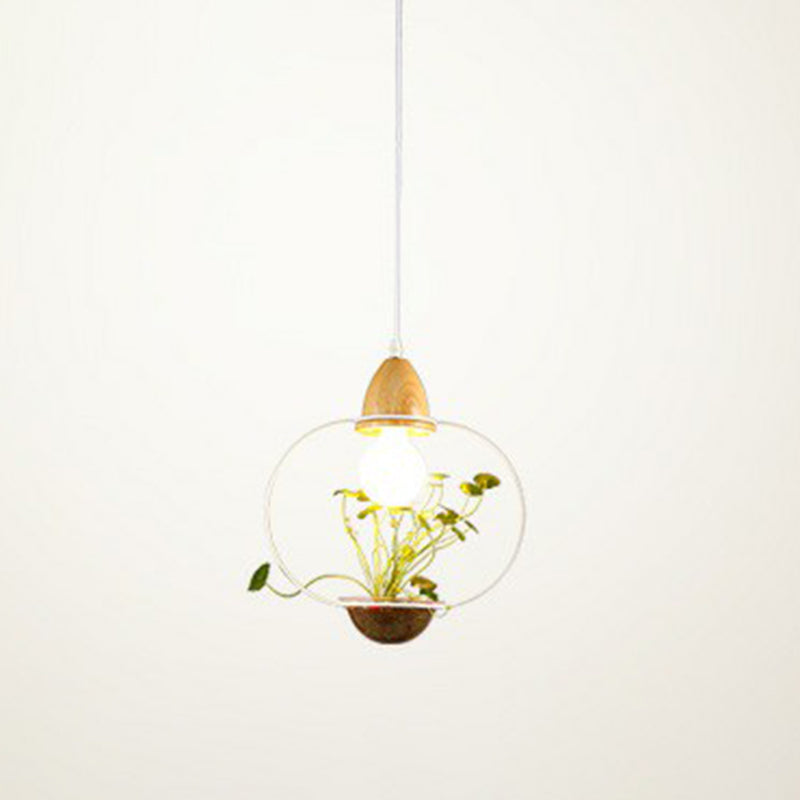 Metal Pendant Hanging Light with Industrial Style for Dining Room - 1 Head Plant Pot Design