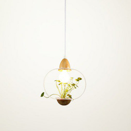 Industrial Metal Pendant Light With Hanging Plant Pot For Dining Room Decor White / Oval