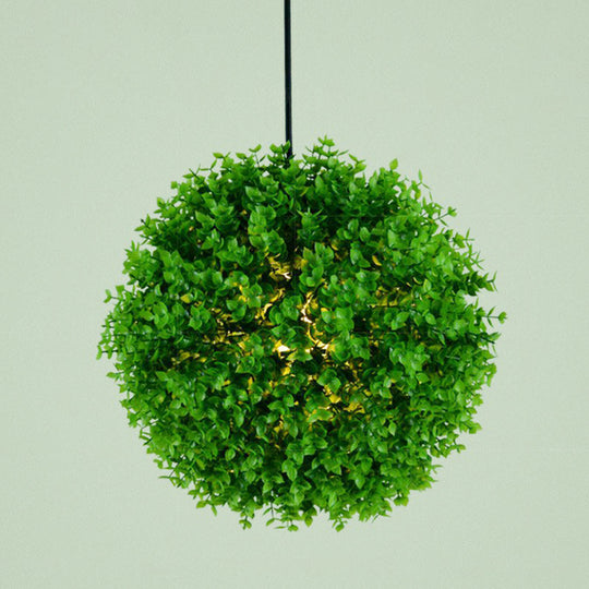 Modern Industrial Metal Hanging Lamp with Green Fake Plant, Perfect for Music Bars and Ceilings