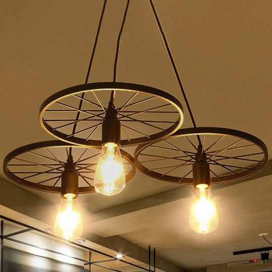 Industrial Metal Wheel Shaped Pendulum Pendant Light for Restaurants