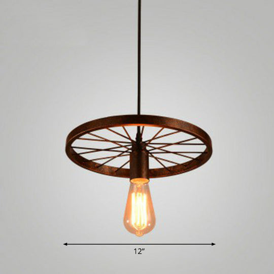 Industrial Metal Wheel Shaped Pendulum Pendant Light for Restaurants