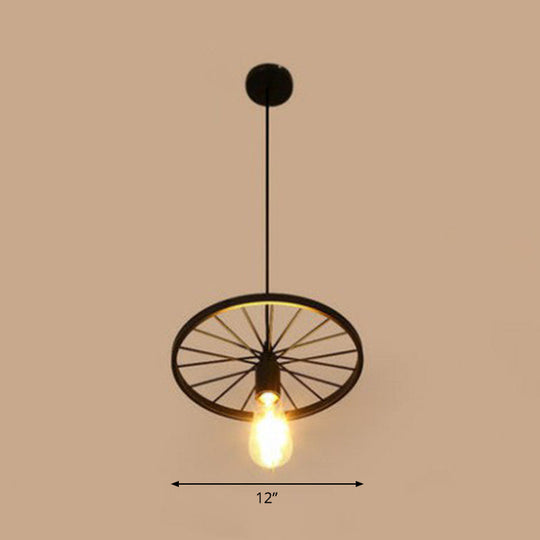 Industrial Metal Wheel Shaped Pendulum Pendant Light for Restaurants