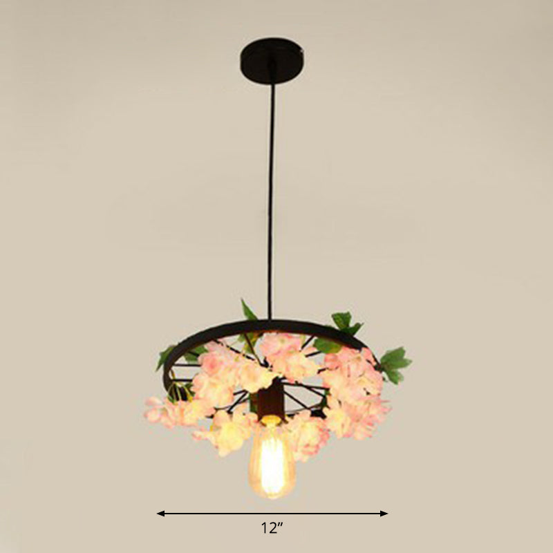 Industrial Metal Wheel Shaped Pendulum Pendant Light for Restaurants