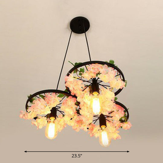 Industrial Metal Wheel Shaped Pendant Light For Restaurants - Commercial Lighting 3 / Pink