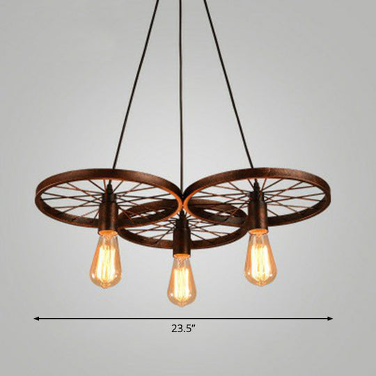 Industrial Metal Wheel Shaped Pendulum Pendant Light for Restaurants