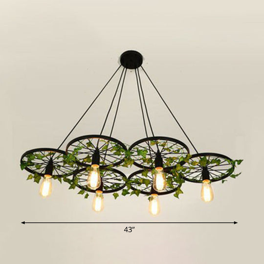 Industrial Metal Wheel Shaped Pendant Light For Restaurants - Commercial Lighting 6 / Green