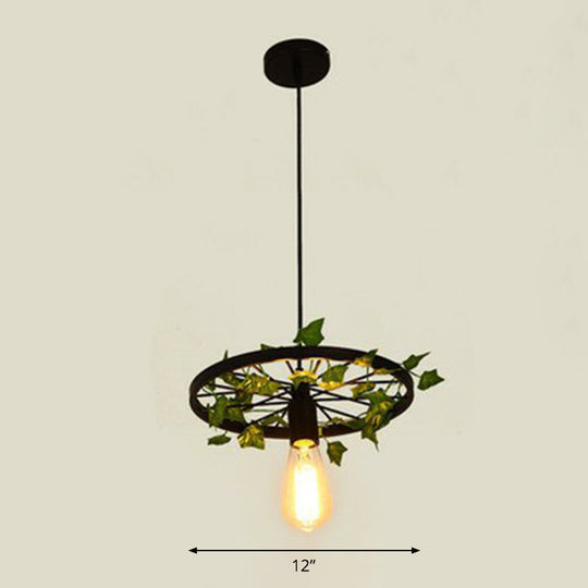 Industrial Metal Wheel Shaped Pendant Light For Restaurants - Commercial Lighting