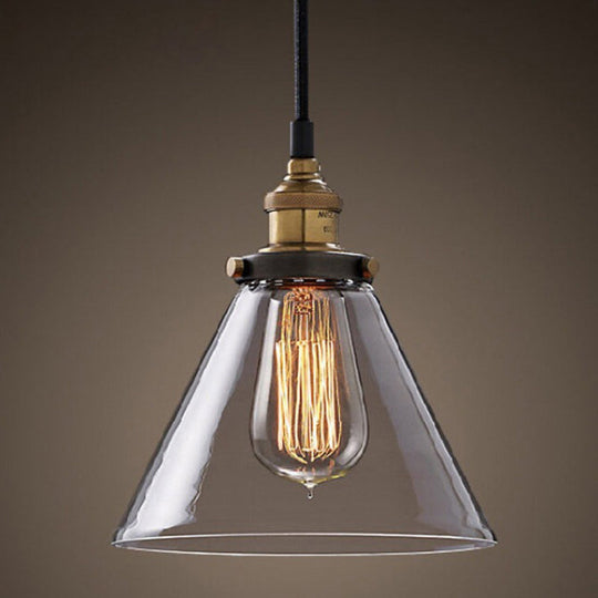 Geometric Industrial Pendant Lamp With Glass Suspension For Dining Room Lighting Clear / Triangle