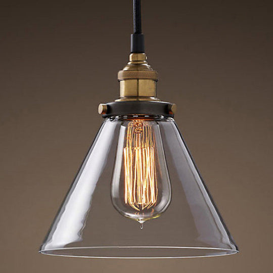 Geometric Industrial Pendant Lamp With Glass Suspension For Dining Room Lighting Smoke Gray /