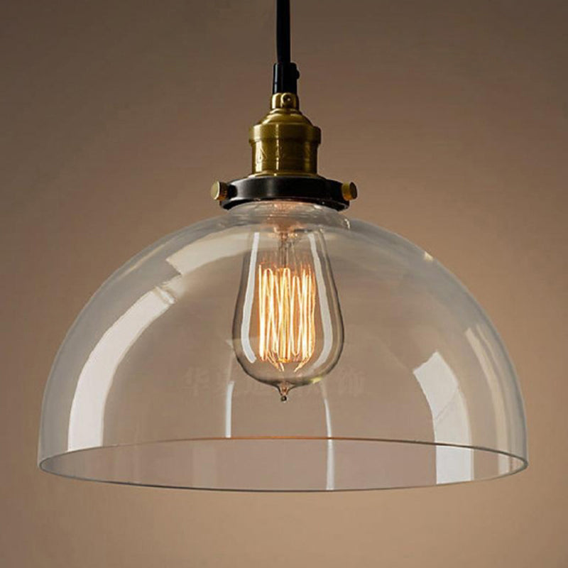 Geometric Industrial Pendant Lamp With Glass Suspension For Dining Room Lighting Smoke Gray /