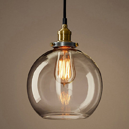 Geometric Industrial Pendant Lamp With Glass Suspension For Dining Room Lighting Clear / Round