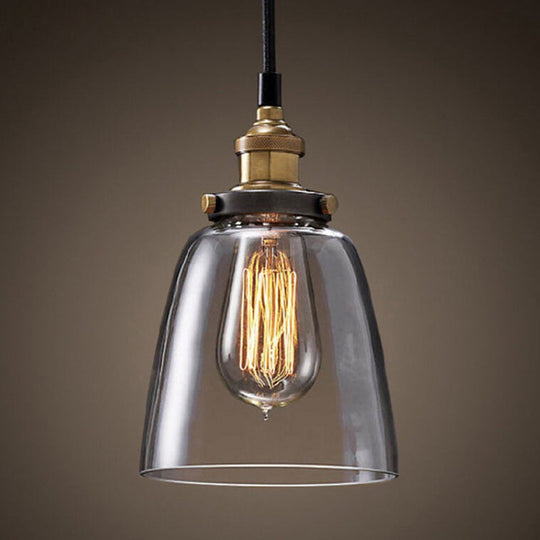 Geometric Industrial Pendant Lamp With Glass Suspension For Dining Room Lighting Clear / Wine