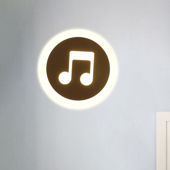 White Acrylic Sconce Light: Slim Panel Wall Light For Kindergarten Baby Bedroom / Musical Note