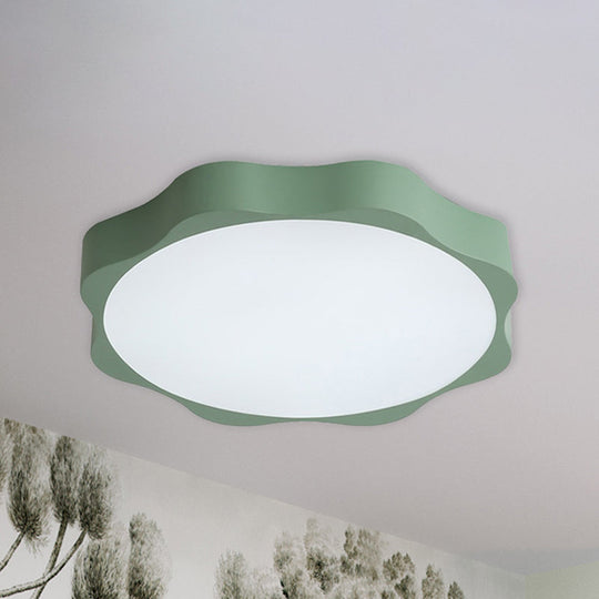 Modern Nordic Flush Mount Flower Baby Ceiling Light In Acrylic Green / 12