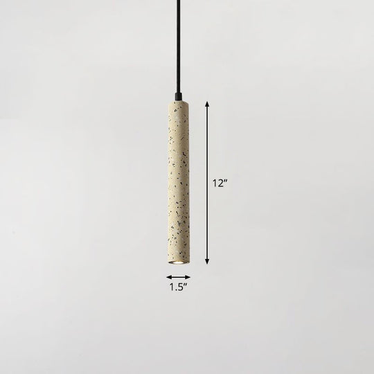 Sleek Terrazzo Led Suspension Light: Tubular Bedside Down Lighting Pendant With Simplicity Fixture