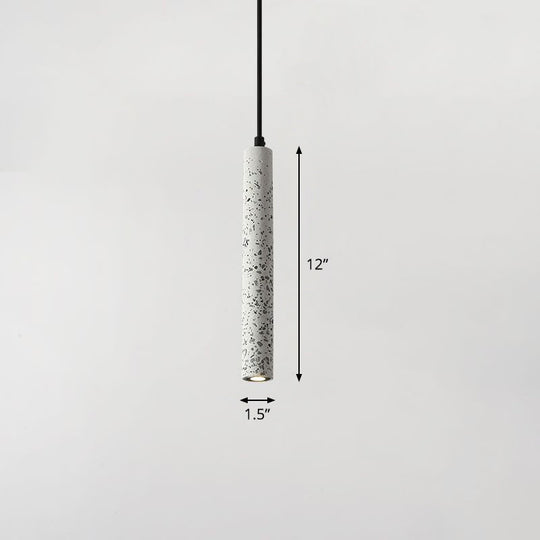 Sleek Terrazzo Led Suspension Light: Tubular Bedside Down Lighting Pendant With Simplicity Fixture