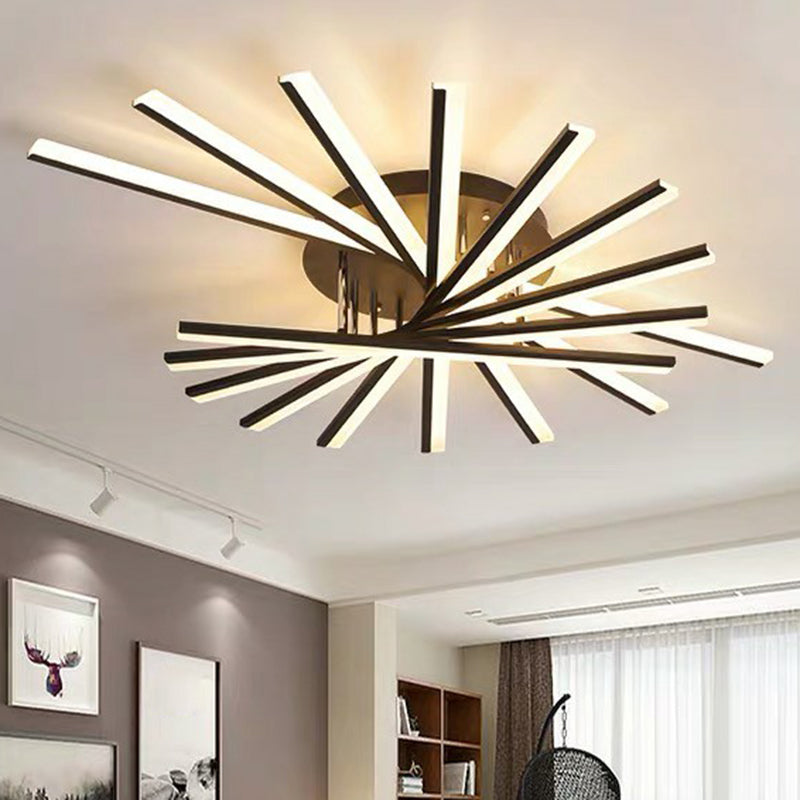 Modern Acrylic Radial Semi Flush Led Ceiling Light For Living Room