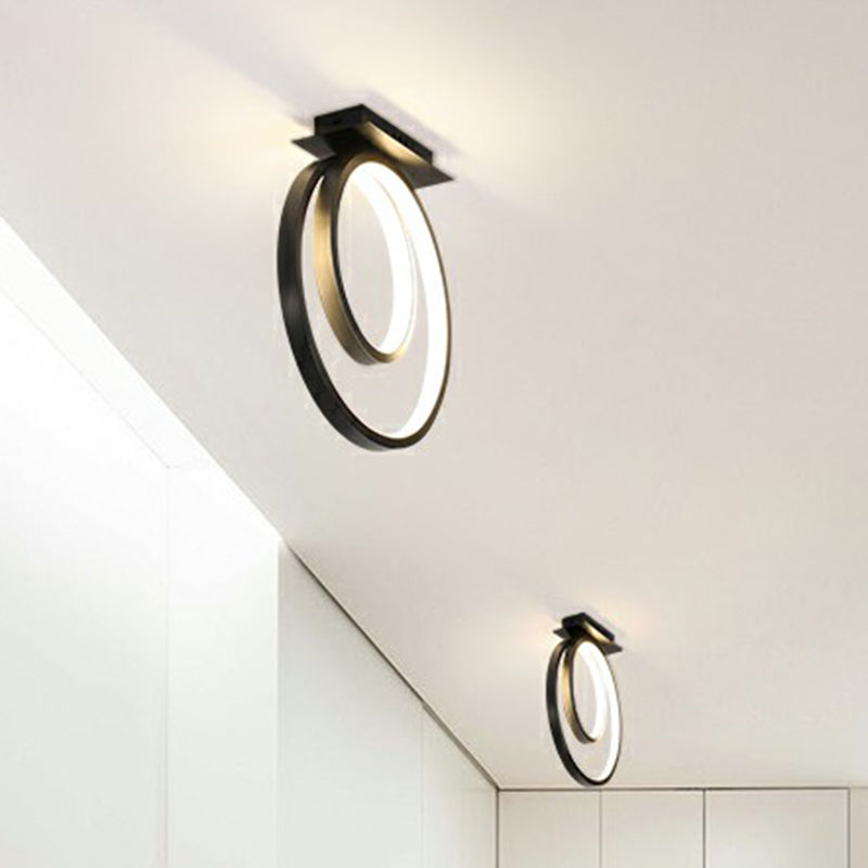 Minimalistic Halo Ring LED Ceiling Light in Black Metal Flush Mount