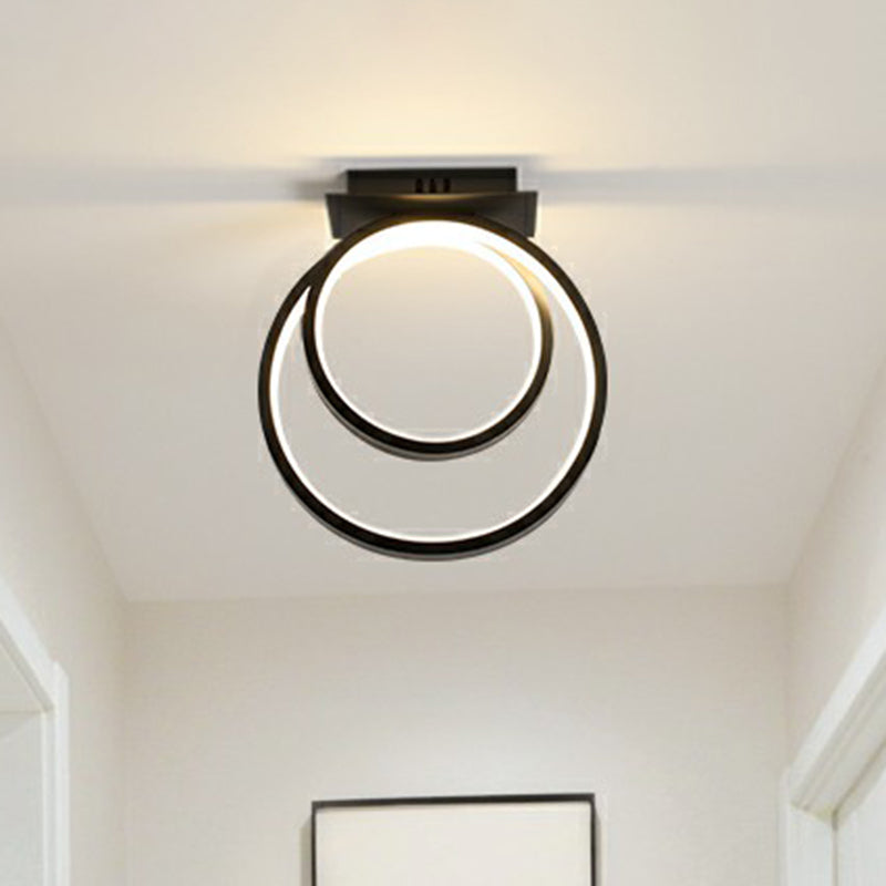 Minimalistic Halo Ring LED Ceiling Light in Black Metal Flush Mount