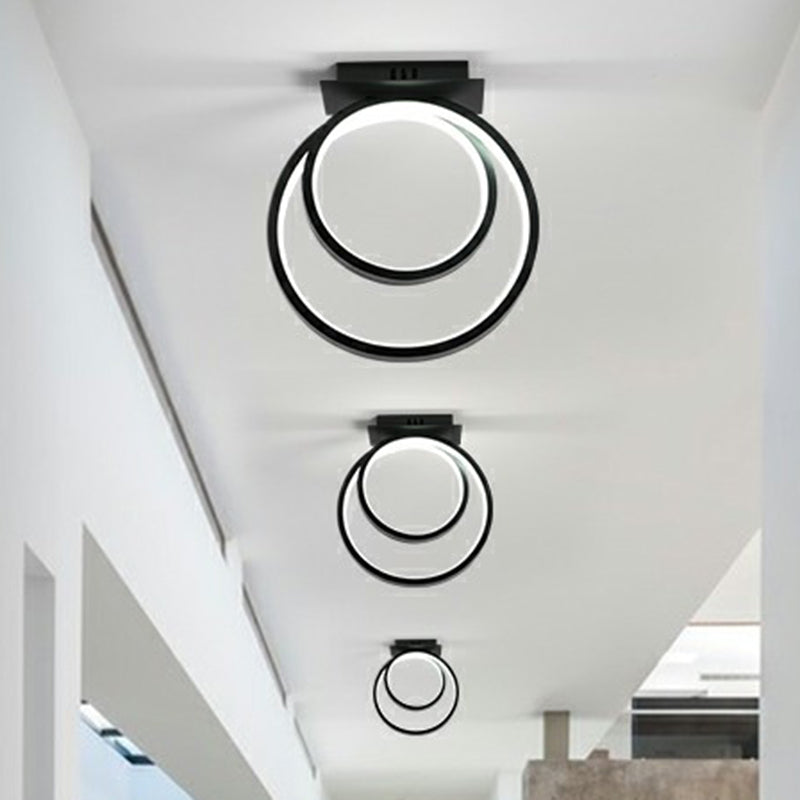 Minimalistic Halo Ring LED Ceiling Light in Black Metal Flush Mount