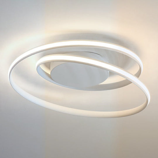 Sleek Aluminum Led Semi Flush Ceiling Light For Bedroom White / 18 Warm