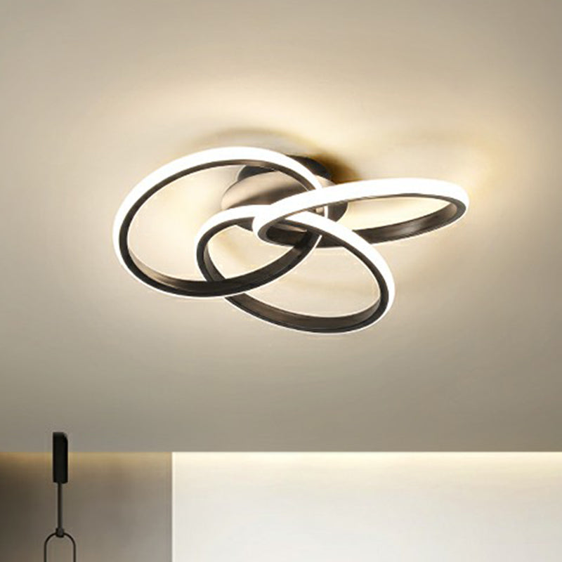 Simplicity Acrylic Led Ceiling Mounted Light - Interlocking Rings Flushmount Lighting For Bedroom