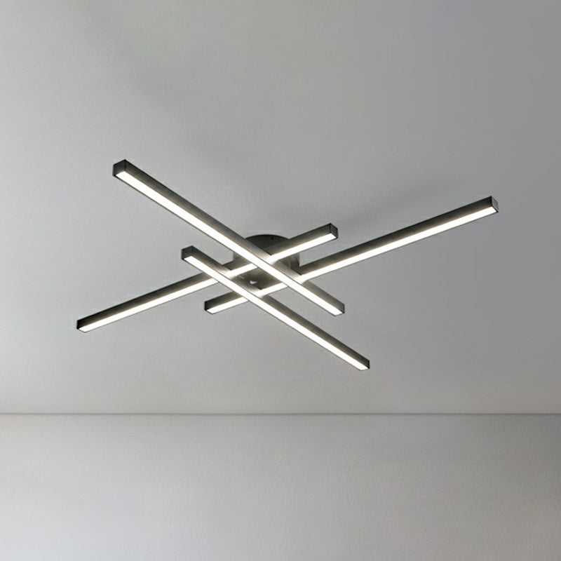 Sleek LED Semi Flush Mount Ceiling Light Fixture for Living Room, Minimalist Metal Design