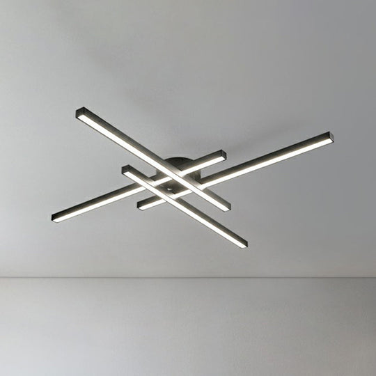 Sleek LED Semi Flush Mount Ceiling Light Fixture for Living Room, Minimalist Metal Design