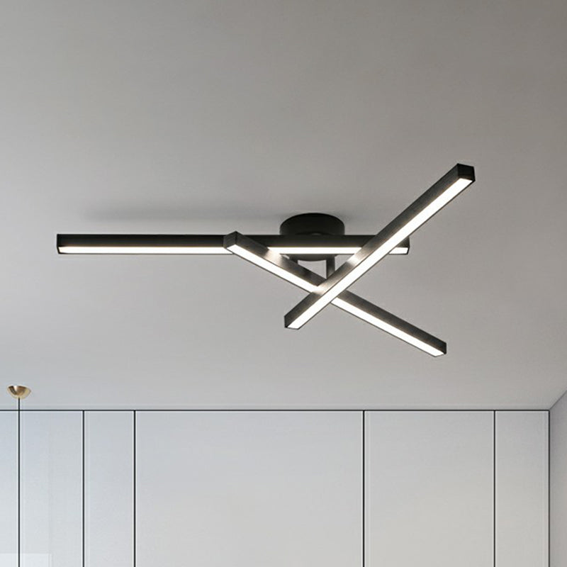 Sleek LED Semi Flush Mount Ceiling Light Fixture for Living Room, Minimalist Metal Design