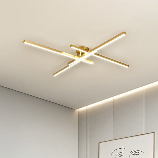 Sleek LED Semi Flush Mount Ceiling Light Fixture for Living Room, Minimalist Metal Design