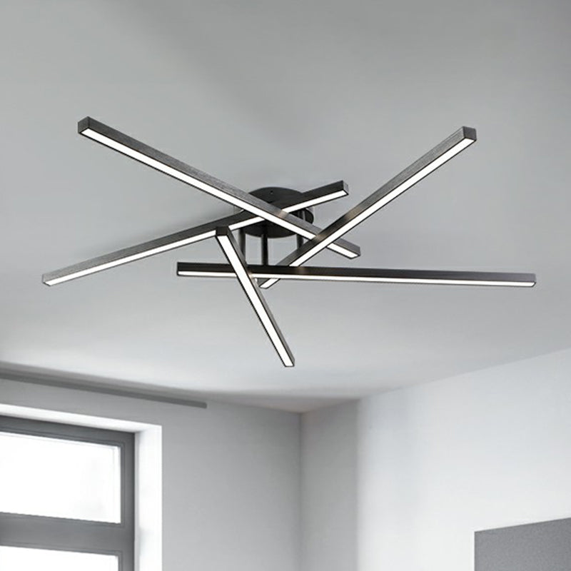 Sleek LED Semi Flush Mount Ceiling Light Fixture for Living Room, Minimalist Metal Design