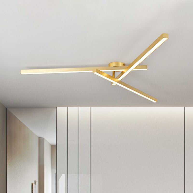 Sleek LED Semi Flush Mount Ceiling Light Fixture for Living Room, Minimalist Metal Design