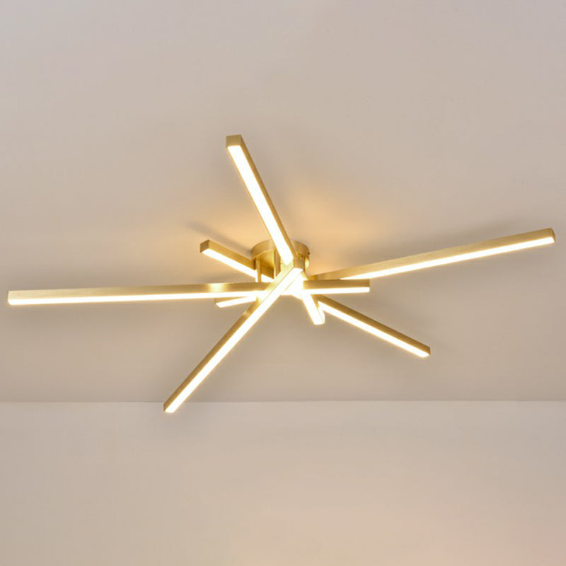 Sleek LED Semi Flush Mount Ceiling Light Fixture for Living Room, Minimalist Metal Design