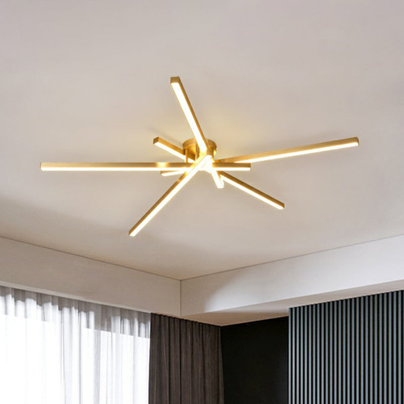 Sleek LED Semi Flush Mount Ceiling Light Fixture for Living Room, Minimalist Metal Design