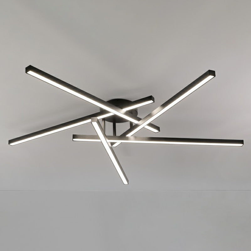 Sleek LED Semi Flush Mount Ceiling Light Fixture for Living Room, Minimalist Metal Design