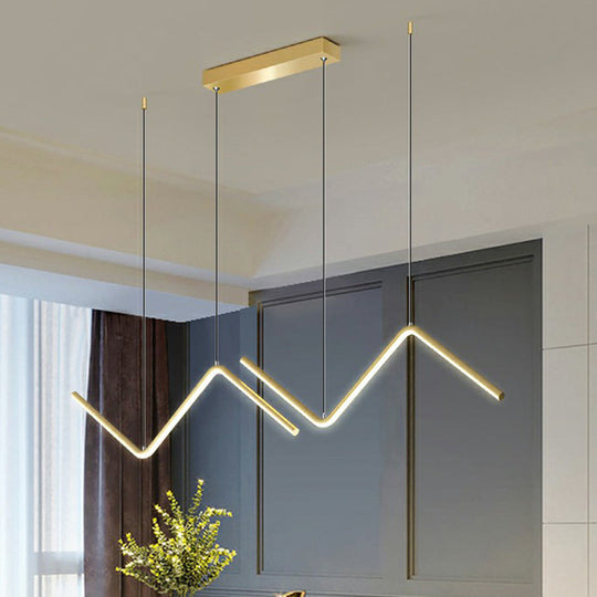 Minimalist Z-Shaped Island Pendant Led Light Fixture For Dining Room